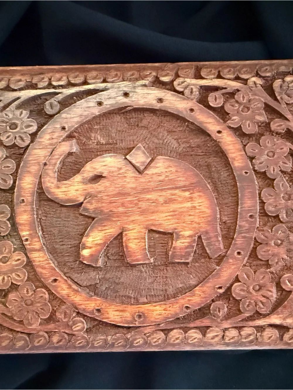 Vintage Hand-Carved Indian Wooden Nesting Box Set - Elephant Design